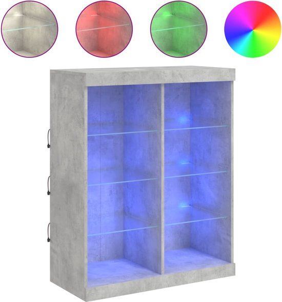 vidaXL Dressoir met LED-verlichting 81x37x100 cm betongrijs