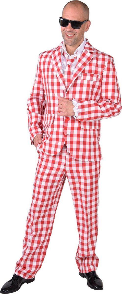 Magic design Verkleedpak Brabants Bont Heren Rood/wit Maat M