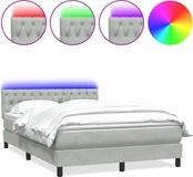 vidaXL Boxspringbed met matras en LED-verlichting, lichtgrijs, 160x210 cm, fluweel
