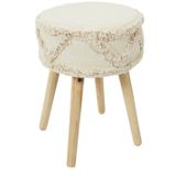 Home Deco Factory Bijzet krukje model Macrame - naturel - dennenhout - D30 x H41 cm