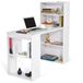 Bakaji Bureau met dubbele boekenplank, 2 + 4 vakken, werktafel, pc-tafel, van melaminehout, decoratie voor thuis, kantoor, kinderkamer, afmetingen: 120 x 55 x 120 cm (wit)
