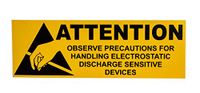RS PRO 1 ESD-sticker, Engels, geel, let op, H 100 mm B 50 mm