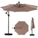 Parasol suspendu Coast avec éclairage LED - 9 modes d'éclairage - avec sacs de sable et balancier - marron - 300 x 260 cm