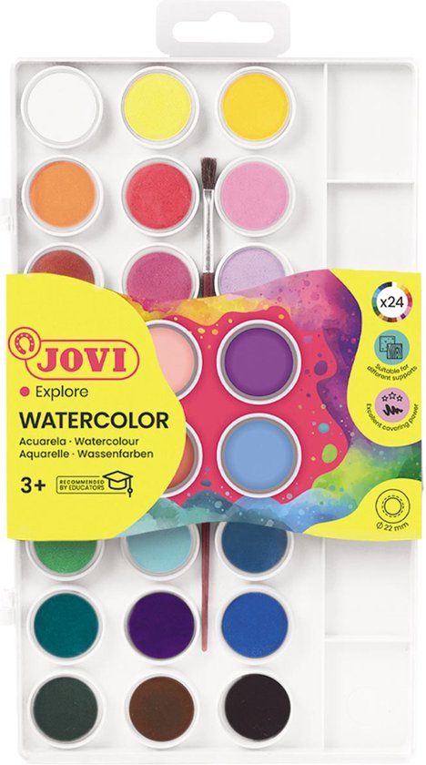 Aucune Jovi Waterverf, doos met 24 napjes + penseel, Meerkleurig