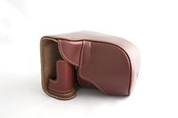 TP Handgemaakte Echt Lederen Full Camera Case Bag Cover voor Panasonic GF6 14-42 Zoom Lens Bruin Kleur