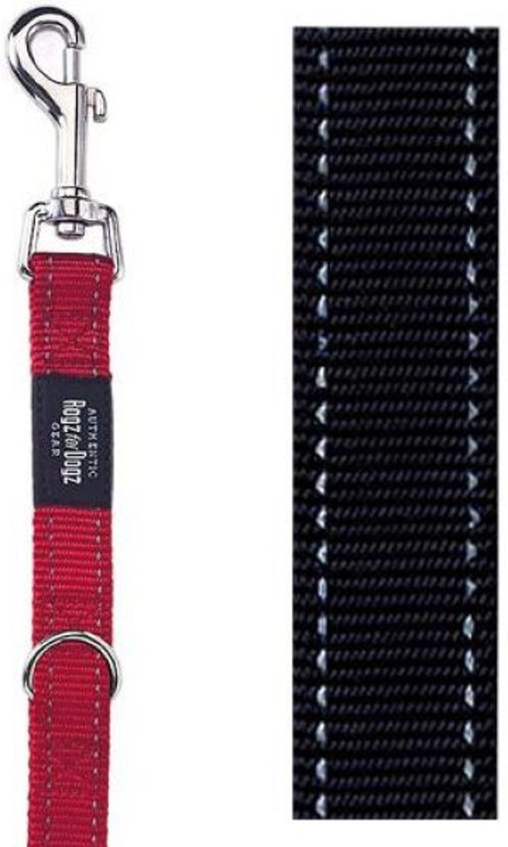ROGZ FOR DOGS Fanbelt Hondenriem - 20 mm x 160 cm - Zwart
