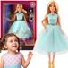 Woopie Royal Lily pop 30 cm lang blond haar elegante turquoise jurk