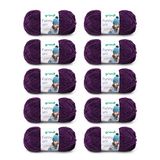 Gründl Funny uni brei- en haakgaren (fluweelachtig chenillegaren van 100% polyester, 10 x 100 g/120 m, naalddikte: 5-6), aubergine