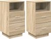 vidaXL Tables de chevet 2 pièces avec 2 tiroirs 36x36x68 cm couleur chêne sonoma