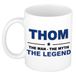 Bellatio Decorations Thom cadeau mok - man myth legend - naam koffiemok / beker - wit en blauw - 300 ml - verjaardag