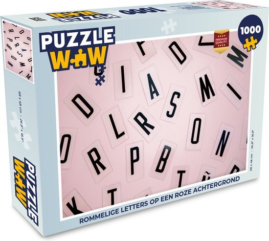 MuchoWow Puzzel Rommelige letters op een roze achtergrond - Legpuzzel - Puzzel 1000 stukjes volwassenen - Sinterklaas cadeautjes - Sinterklaas voor grote kinderen