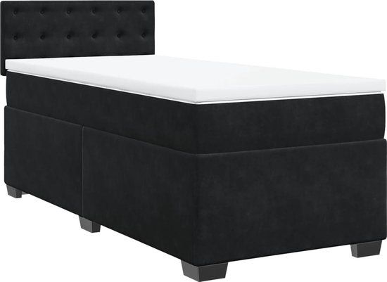 vidaXL Boxspring met matras fluweel zwart 90x190 cm