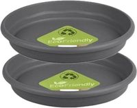 Hega Hogar Opvangschaal/onderschaal voor bloempot/plantenpot - 2x - Flori - lichtgrijs - Dia 22 cm