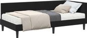 vidaXL Cadre de lit d'angle avec matelas - Noir - Velours - 80 x 200 cm