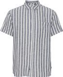 Solid Shirt Fried Linnen/Viscose Korte mouw Blauw Insigne Regular Fit Mannen Casual Lente/Zomer 2023