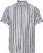 Solid Shirt Fried Linnen/Viscose Korte mouw Blauw Insigne Regular Fit Mannen Casual Lente/Zomer 2023