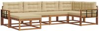 vidaXL - Hoek loungeset - 6 zitplekken - Natuurlijk en beige - Acacia hout