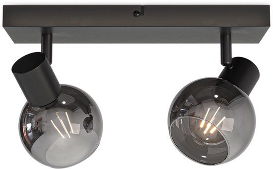 HOFTRONIC Glazura LED Plafondlamp Smoke Glas Zwart E14