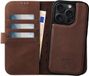 Rosso Elite Hoesje Geschikt voor Apple iPhone 14 Pro | Compatibel met MagSafe | Book Case en Back Cover | Magnetisch Uitneembaar | Echt Leer Beschermhoes met Pasjeshouder | Bruin