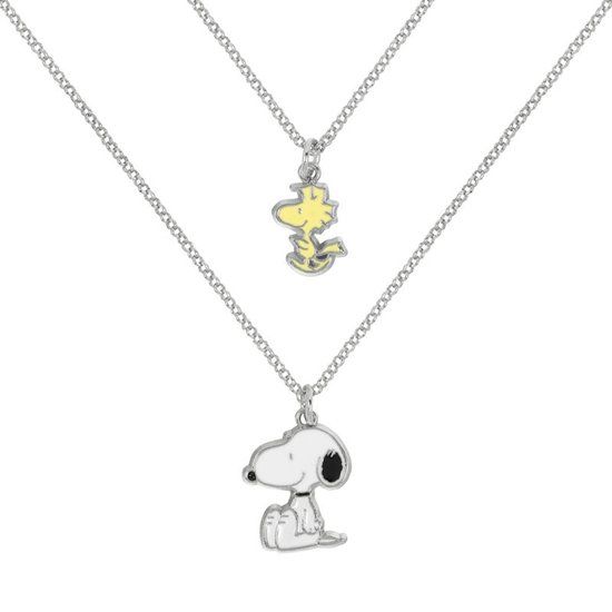 Peanuts Snoopy & Woodstock (Set van 2) Unisex Halsketting - zilverkleurig