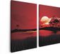 Artaza Canvas Schilderij Tweeluik Rode Zonsondergang In De Savanne - Abstract - 80x60 - Canvas Print
