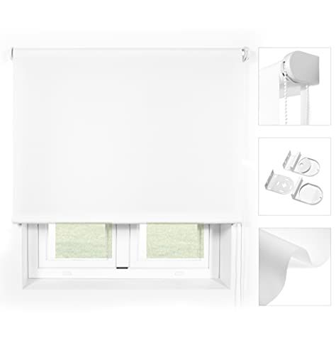 Blindecor Ara Premium Rolgordijn - Effen Lichtdoorlatend - Wit - B 140 x L 190 cm