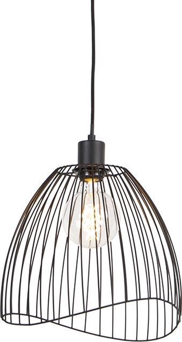 QAZQA pua - Hanglamp - 1 lichts - Ã˜ 29 cm - Zwart