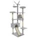 Meerveil Kattenboom, krabpaal 210 cm, kattenbomen en torens grote katten, kattenkrabberpost, 6 niveaus met glijbaan, wieg, schommel, 2 tuinhuisjes voor kat, kattenactiviteitenplatform, lichtgrijs