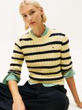 Tommy Hilfiger Gebreide Trui Dames Katoen S Geel/Donkerblauw