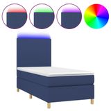 vidaXL Boxspringbed met matras en blauwe LED-verlichting, 180x200 cm, gestoffeerd