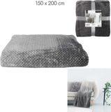 Home Deco Factory Fleece deken - grijs - 150 x 200 cm - polyester