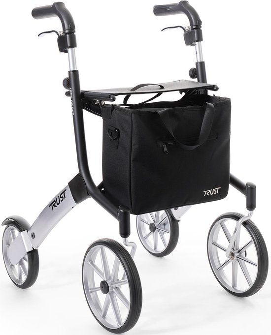 Trustcare Let's Go Out Rollator - Zwart - 4 wielen - Opvouwbaar - 130 kg