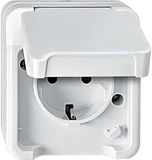 Merten MEG2400-8019 Schuko-stopcontact met verhoogde aanraakbescherming, poolwit, AQUASTAR