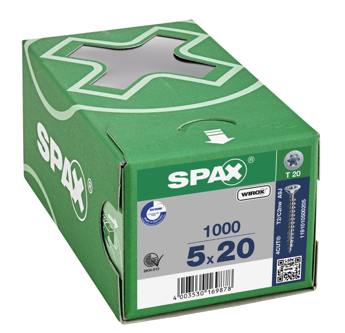 Spax schroeven verzinkt TORX TX-20 platverzonken kop 5 x 20 mm 1000 stuks