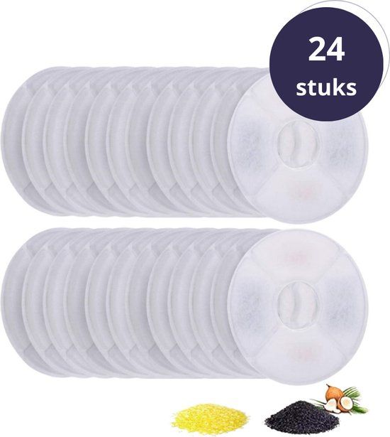 Drinkfontein Filters - Ronde Carbon Filters - Kattenfontein - Navulling 24 Stuks