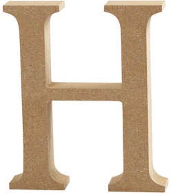 Panda - Letter, H, h: 8 cm, dikte 1,5 cm, MDF, 1stuk, bruin