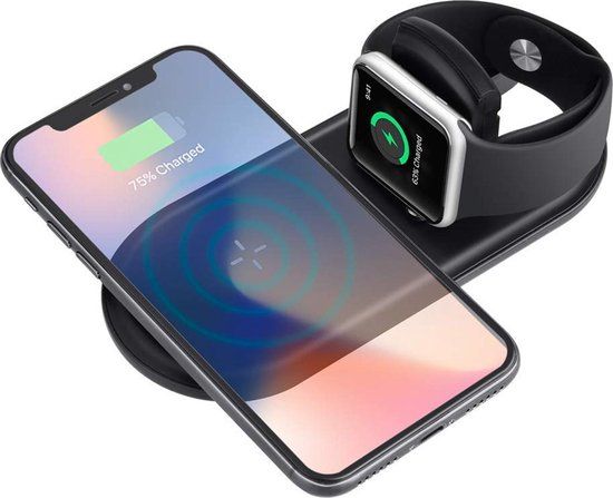 TechNow 2 in 1 Docking Station Oplaadstation voor Apple iPhone en Apple Watch - Draadloze Qi Oplader