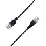 Elfcam - 2m Ethernet-Kabel Cat 6A Ultra Slim 10 Gbps 32 AWG UTP OD2,8mm 500MHz, 10Gb Thin RJ45 CAT 6A Patchcord voor LAN, Router, Modem, Xb Laptop and Servers, Zwart, 2 Meter