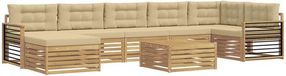 vidaXL Tuinset met 8 zitplaatsen, wit en beige