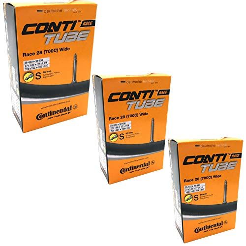 Continental Unisex Race 28 Fietsbanden met Presta-ventiel, 700 x 25-32c, 3 stuks binnenslangen-packs, zwart