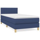 vidaXL Boxspringbed met matras, blauw, 90x190 cm, gestoffeerd