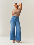 Next - Dames - Zandloperjeans met hoge taille en wijde pijpen - Blauw