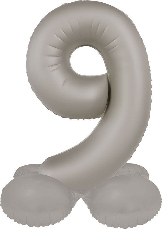 Folat Staande Folieballon Cijfer 9 Moonlight Silver - 41 cm