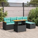 Maison Exclusive - Ensemble de meubles de jardin 6 pièces avec canapé et coussins, noir, en polyrotin