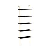 WELL HOME MOBILIARIO & DECORACIÓN Decoratief boekenkast voor woonkamer of receptie, melamine gecoate spaanplaat, in zwart met marmereffect, goud, 165 x 60 x 22 cm