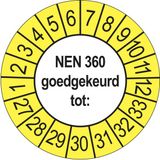 Merkloos / Sans marque Ricard Keuringsstickers NEN 360 Goedgekeurd tot 2027 | 50 stuks, Ø 35 mm | Buiten Geel