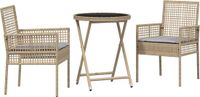 vidaXL Tuinset bistro, 3-delig, beige, polyrotan