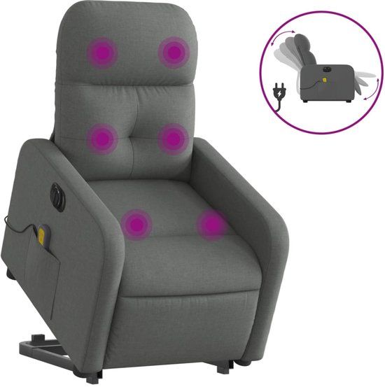 vidaXL - Sta-op-massagestoel - elektrisch - verstelbaar - stof - donkergrijs