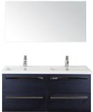 BES LED Seville Badmeubelset 120 cm - 4 Laden Black Oak - Wastafel Djazz Dubbel met Spiegel