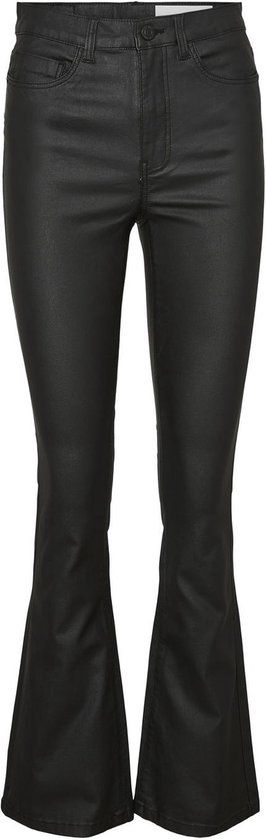NOISY MAY NMSALLIE HW FLARE COATED PANTS - Black - XS/32